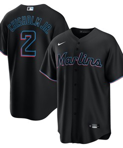 Jazz Chisholm Jr Miami Marlins Alternate Replica Player Jersey Black Mlb - Robokeg