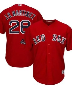 J.d. Martinez Boston Red Sox 2018 World Series Champions Team Logo Player Jersey - Scarlet - Robokeg