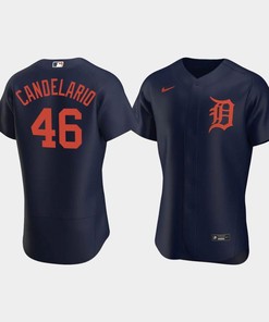Jeimer Candelario 46 Detroit Tigers Navy Alternate Jersey - Robokeg