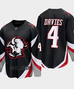Jeremy Davies 4 Buffalo Sabres 2022-23 Goathead Third Premier Breakaway Player Black Jersey - Robokeg
