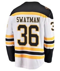 Jeremy Swayman 36 Boston Bruins Stanley Cup 2023 Playoffs Patch Away Breakaway Men Jersey - White - Robokeg
