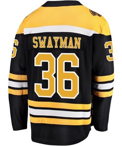 Jeremy Swayman 36 Boston Bruins Stanley Cup 2023 Playoffs Patch Home Breakaway Men Jersey - Black - Robokeg