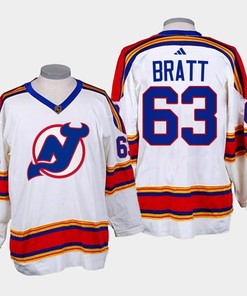 Jesper Bratt 63 New Jersey Devils 2022-23 Reverse Retro 2.0 White Jersey - Robokeg