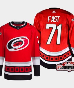 Jesper Fast 71 Carolina Hurricanes Red Jersey 2022-23 Third 25th Anniversary - Robokeg