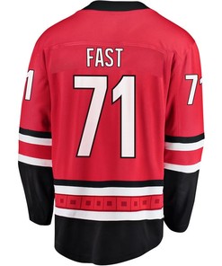 Jesper Fast 71 Carolina Hurricanes Stanley Cup 2023 Playoffs Patch Home Breakaway Men Jersey - Red - Robokeg