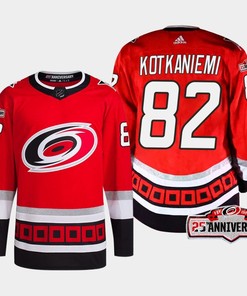 Jesperi Kotkaniemi 82 Carolina Hurricanes Red Jersey 2022-23 Third 25th Anniversary - Robokeg