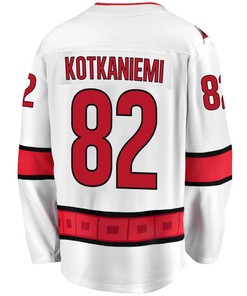 Jesperi Kotkaniemi 82 Carolina Hurricanes Stanley Cup 2023 Playoffs Patch Away Breakaway Men Jersey - White - Robokeg