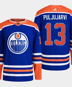 Jesse Puljujarvi 13 Edmonton Oilers Blue Jersey 2022-23 Primegreen Home - Robokeg