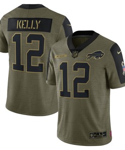 Jim Kelly Buffalo Bills 2021 Salute To Service Retired Player Limited Jersey - Olive Nfl - Robokeg