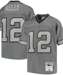 Jim Kelly Buffalo Bills Mitchell & Ness 1990 Retired Player Metal Replica Jersey - Charcoal Nfl - Robokeg