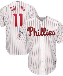 Jimmy Rollins Philadelphia Phillies Home Retirement Cool Base Player Jersey - White Red - Robokeg