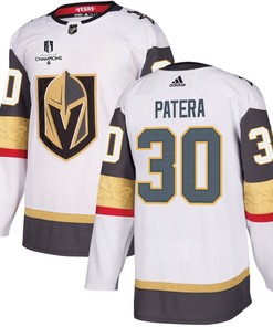 Jiri Patera 30 Vegas Golden Knights Stanley Cup 2023 Champions Patch Away Breakaway Men Jersey - White - Robokeg