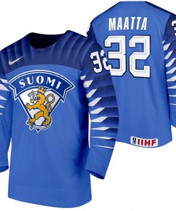 Joel Maatta Finland Hockey 2022 IIHF World Junior Championship Blue Away Jersey Jersey - Robokeg