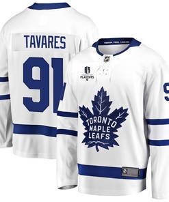 John Tavares 91 Toronto Maple Leafs Stanley Cup 2023 Playoffs Patch Away Breakaway Men Jersey - White - Robokeg