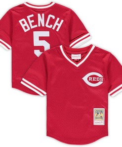 Johnny Bench Cincinnati Reds Mitchell & Ness Preschool & Toddler Cooperstown Collection Mesh V-neck Jersey - Red Mlb - Robokeg