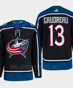 Johnny Gaudreau 13 Reverse Retro 2.0 2022 Columbus Blue Jackets Navy Jersey Primegreen - Robokeg
