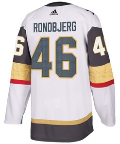 Jonas Rondbjerg 46 Vegas Golden Knights Stanley Cup 2023 Champions Patch Away Breakaway Men Jersey - White - Robokeg