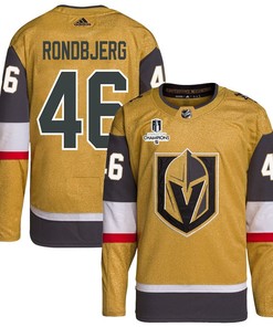 Jonas Rondbjerg 46 Vegas Golden Knights Stanley Cup 2023 Champions Patch Home Breakaway Men Jersey - Gold - Robokeg