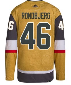 Jonas Rondbjerg 46 Vegas Golden Knights Stanley Cup 2023 Champions Patch Home Breakaway Men Jersey - Gold - Robokeg