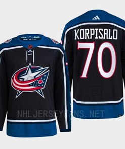Joonas Korpisalo 70 Reverse Retro 2.0 2022 Columbus Blue Jackets Navy Jersey Primegreen - Robokeg