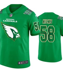 Jordan Hicks Arizona Cardinals #58 Jersey St. Patricks Day Kelly Green - Mens - Robokeg