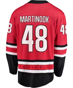 Jordan Martinook 48 Carolina Hurricanes Stanley Cup 2023 Playoffs Patch Home Breakaway Men Jersey - Red - Robokeg