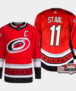 Jordan Staal 11 Carolina Hurricanes Red Jersey 2022-23 Third 25th Anniversary - Robokeg
