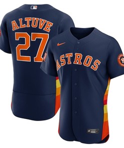 Jose Altuve 27 Houston Astros 60th Anniversary Alternate Player Elite Jersey - Navy - Robokeg