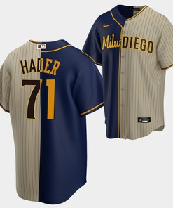 Josh Hader Split Edition Brewers x Padres Navy Brown 71 Alternate Jersey - Robokeg