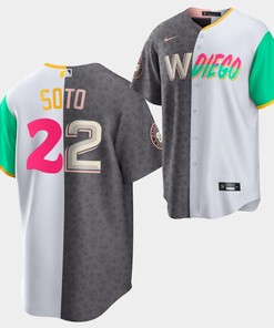 Juan Soto 2022-23 City Connect Nationals x Padres Gray White 22 Split Edition Jersey - Robokeg