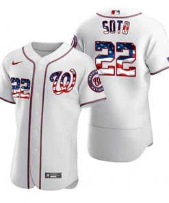 Juan Soto #22 Washington Nationals 2020 Mlb White Us Flag Jersey - Robokeg