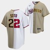 Juan Soto Split Edition Nationals x Padres White Brown 22 Jersey - Robokeg