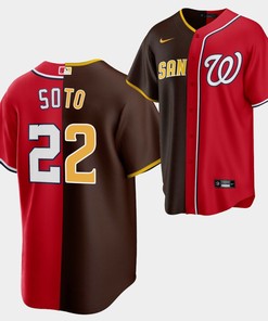 Juan Soto Split Edition Padres x Nationals Brown Red 22 Alternate Jersey - Robokeg