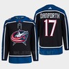 Justin Danforth 17 Reverse Retro 2.0 2022 Columbus Blue Jackets Navy Jersey Primegreen - Robokeg