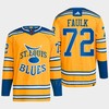 Justin Faulk 72 Reverse Retro 2.0 2022 St. Louis Blues Yellow Jersey Primegreen - Robokeg