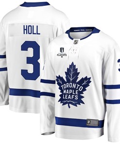 Justin Holl 3 Toronto Maple Leafs Stanley Cup 2023 Playoffs Patch Away Breakaway Men Jersey - White - Robokeg