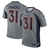Justin Simmons Denver Broncos Inverted Legend Jersey - Gray Nfl - Robokeg