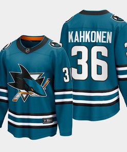 Kaapo Kahkonen 36 San Jose Sharks 2022-23 Home The Evolve Teal Jersey - Robokeg
