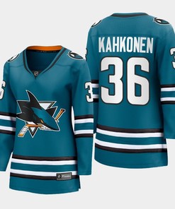 Kaapo Kahkonen San Jose Sharks 2022-23 Home Women Premier Breakaway Jersey Teal - Robokeg