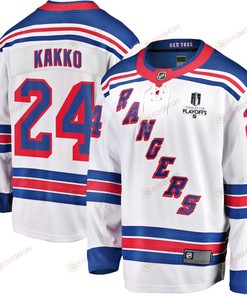 Kaapo Kakko 24 New York Rangers Stanley Cup 2023 Playoffs Patch Away Breakaway Men Jersey - White - Robokeg