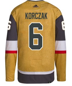 Kaedan Korczak 6 Vegas Golden Knights Stanley Cup 2023 Champions Patch Home Breakaway Men Jersey - Gold - Robokeg