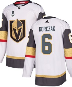 Kaedan Korczak 6 Vegas Golden Knights Stanley Cup 2023 Final Patch Away Breakaway Men Jersey - White - Robokeg