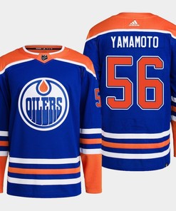 Kailer Yamamoto 56 Edmonton Oilers Blue Jersey 2022-23 Primegreen Home - Robokeg