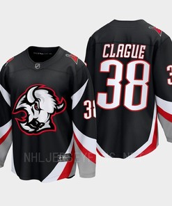 Kale Clague 38 Buffalo Sabres 2022-23 Goathead Third Premier Breakaway Player Black Jersey - Robokeg