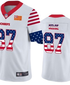 Kansas City Chiefs 87 White Throwback Flag Jersey - Robokeg