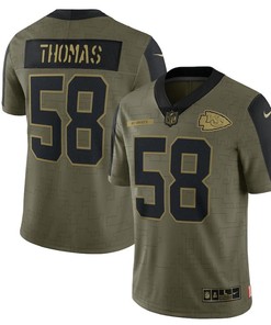 Kansas City Chiefs Derrick Thomas 58 Nfl Olive 2021 Salute To Service Limited Player Men Jersey For Chiefs Fans - Robokeg