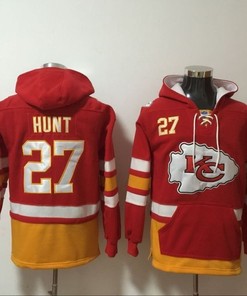 Kansas City Chiefs Kareem Hunt #27 Nfl 2020 Red And Orange Hoodie Jersey - Robokeg