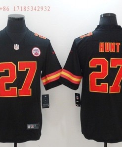 Kansas City Chiefs Kareem Hunt #27 Nfl Black Jersey Jersey - Robokeg