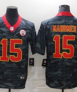 Kansas City Chiefs Patrick Mahomes #15 Nfl 2020 Camo Black Jersey - Robokeg