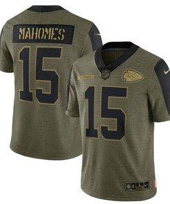 Kansas City Chiefs Patrick Mahomes 15 Nfl Olive 2021 Salute To Service Limited Player Men Jersey For Chiefs Fans - Robokeg